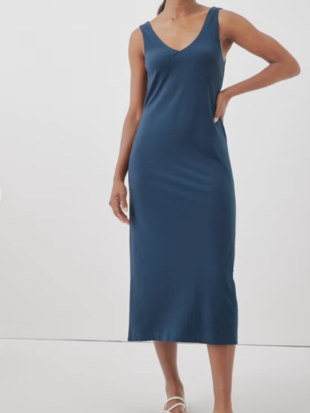 PACT - Women's French Navy Luxe Jersey Midi Slip Dress Small